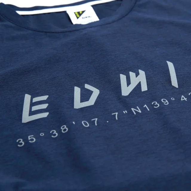 【EDWIN】男裝 EFS吸濕排汗反光短袖T恤(丈青色)