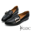 【GDC】真皮經典款銀釦百搭素色簡約平底包鞋-黑色(021960-00)