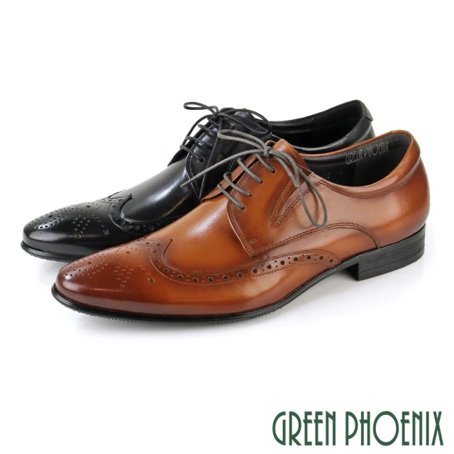 【GREEN PHOENIX 波兒德】男 紳士鞋 商務鞋 新郎鞋 學生 皮鞋 真皮 牛皮 布洛克雕花(棕色、黑色)