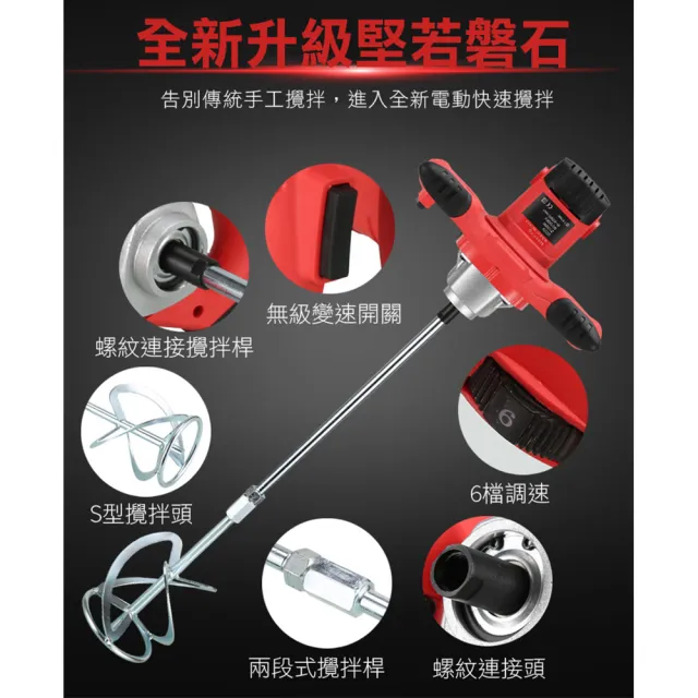 電動水泥攪拌機 手持式打灰機 油漆涂料攪拌鉆 飛機鑽(六檔調速/大功率/送S型桿)