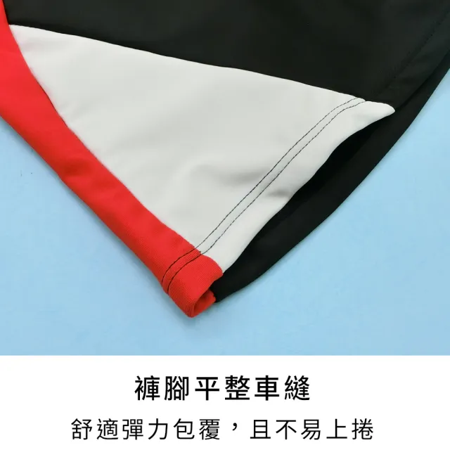 【尚芭蒂】附贈同款泳帽 男泳褲M-2L/酷感跳色修身三分泳褲-紅白/彈性/不變型/修身