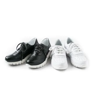 【ALAIN DELON 亞蘭德倫】全真皮百搭舒適休閒厚底鞋A70005(2色    黑    白)