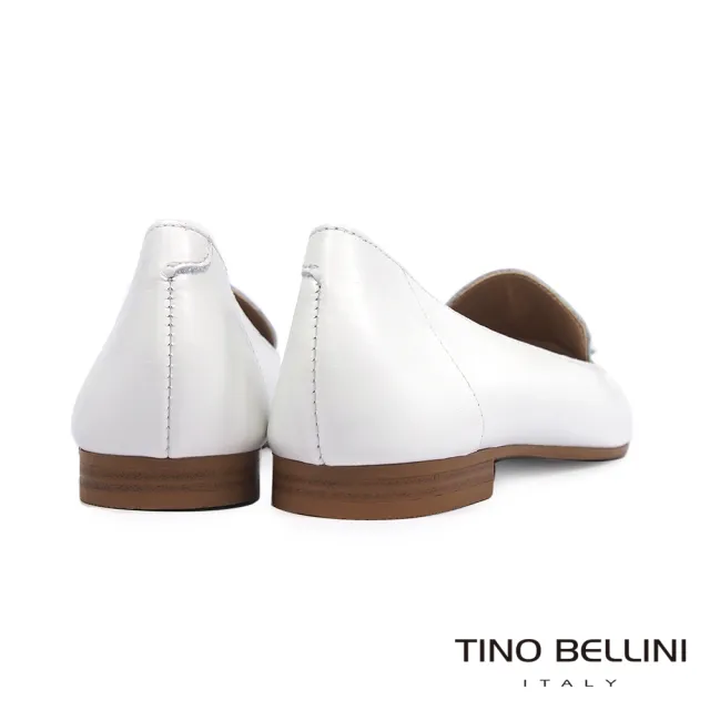 【TINO BELLINI 貝里尼】義大利進口牛皮微尖楦流蘇樂福鞋FBV0014(白)
