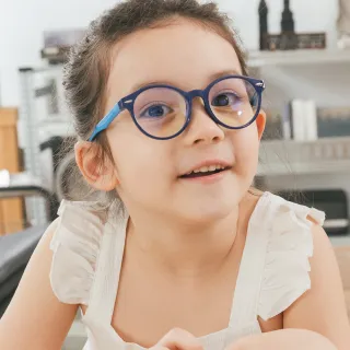 【ALEGANT】海馬藍兒童專用輕量矽膠彈性圓框UV400濾藍光眼鏡(防藍光必備/戒不掉3C就來保護眼睛)