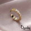 【Quenby】輕奢華微鑲鋯石鍍真金開口戒指(耳環/配件/交換禮物)