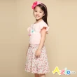 【Azio Kids 美國派】女童 短裙 滿版點點小花印花三層接片短裙(白)