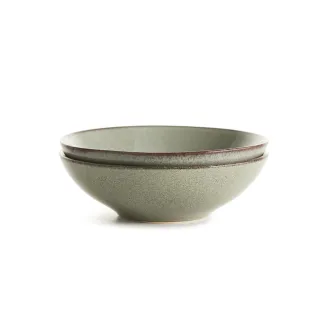 【SAGAFORM】炻釉彩深餐碗2入/亞麻綠(Nature復古手工釉彩深餐碗)