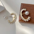 【INES】韓國設計S925銀針溫柔氣質C圈珍珠前後釦造型耳環