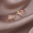 【Quenby】微鑲鋯石蝴蝶結貼耳耳扣式小耳環/耳針(飾品/配件/