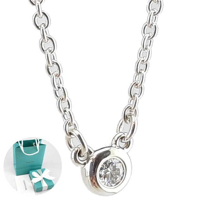 【Tiffany&Co. 蒂芙尼】明亮切割圓形鑽石墜飾925純銀項鍊