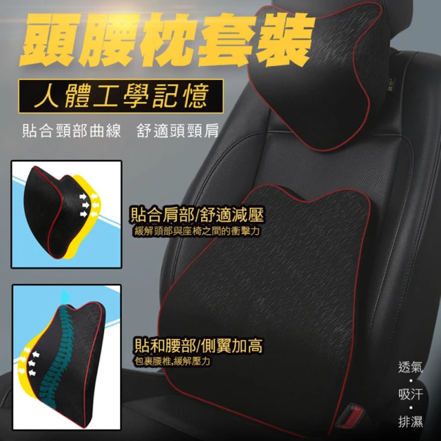 【ROYAL LIFE】人體工學記憶頭腰枕套裝-2組(頭枕+腰靠 整套組)