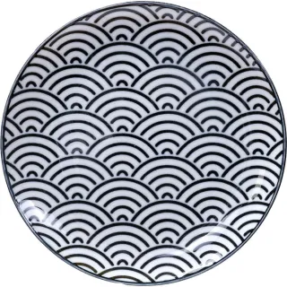 【Tokyo Design】瓷製餐盤 浪紋黑16cm(餐具 器皿 盤子)