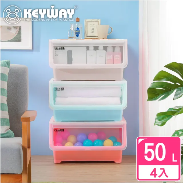 【KEYWAY 聯府】面寬55-馬德里直取式收納箱50L-4入(透明前蓋 整理箱 MIT台灣製造)