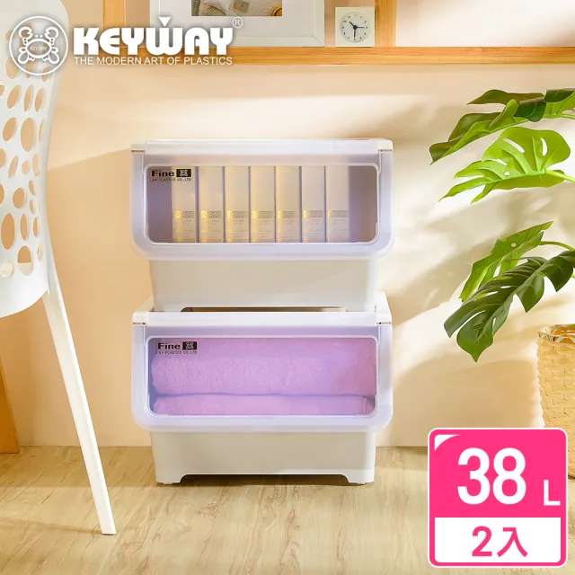 【KEYWAY 聯府】面寬45-馬德里直取式收納箱38L-2入(透明前蓋 整理箱 MIT台灣製造)