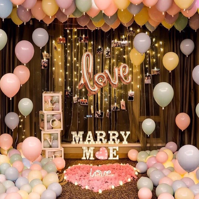 馬卡粉系MARRYME求婚驚喜禮物布置1組(求婚氣球 派對佈置 告白布置 裝飾 拍照道具)