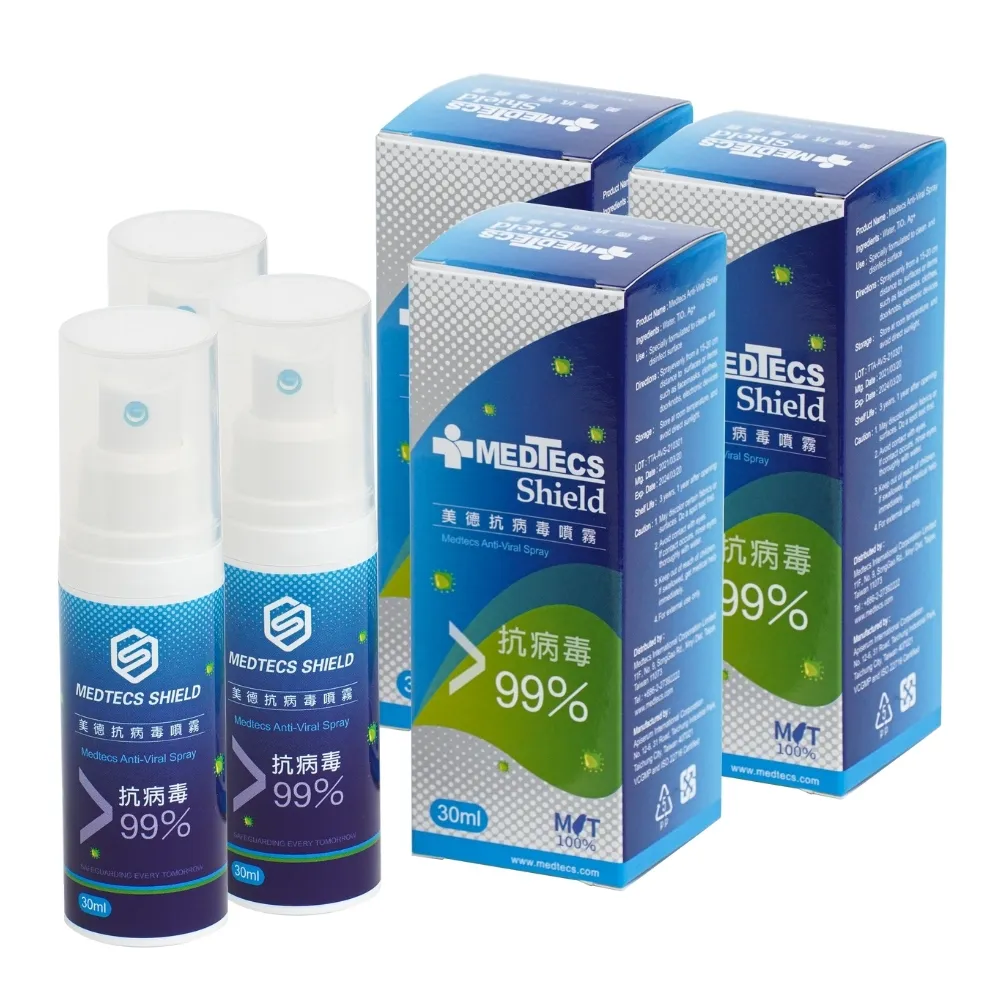 【MEDTECS 美德醫療】抗病毒噴霧3瓶優惠組 30ml/瓶 (#防疫 #抗病毒 #無酒精 #國際認證)