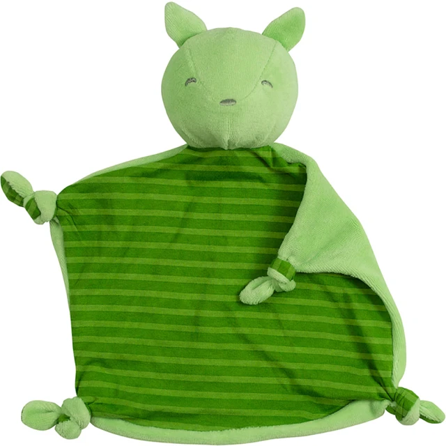 【green sprouts 小綠芽】寶寶100%有機棉玩偶安撫巾_條紋綠熊(GS201040-3)