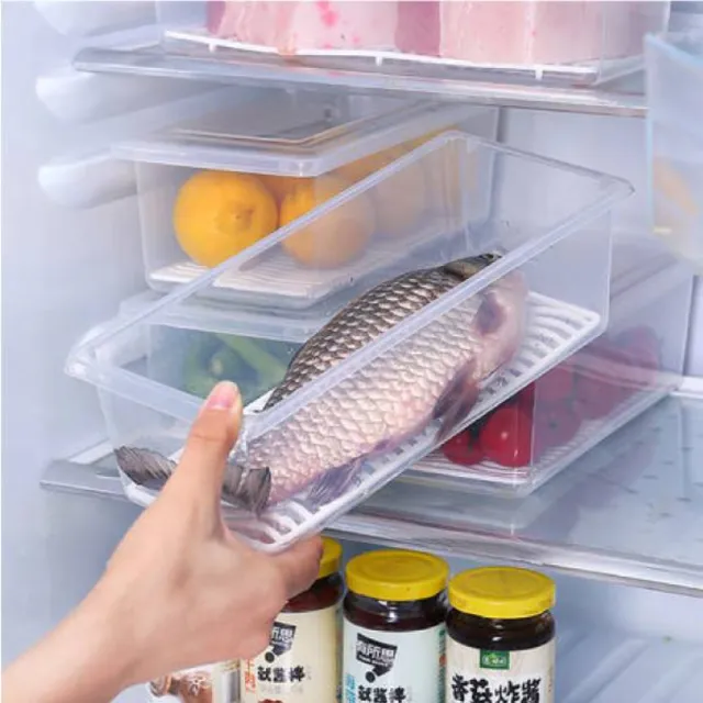 【品川製物】長型冰箱保鮮盒(瀝水隔層設計 食材保鮮不變質)
