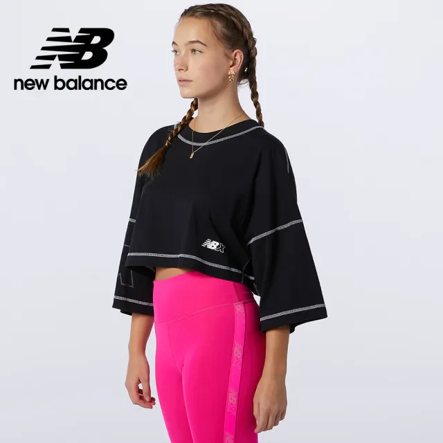 【NEW BALANCE】NB 短版落肩T恤_女裝_黑色_WT13559BK(美版 版型偏大)