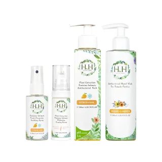 【HH草本新淨界】私密植萃抗菌潔淨露+潔淨舒緩噴霧+美白緊緻凝露+衣物抗菌手洗精(200ml+50ml+30ml+200ml)