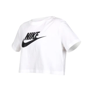 【NIKE 耐吉】女短袖T恤-純棉 慢跑 休閒 上衣 短版 白黑(BV6176-100)
