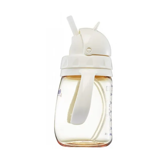 【Richell 利其爾】官方授權_ PPSU吸管哺乳瓶 260ML - 白(也可當水杯使用)