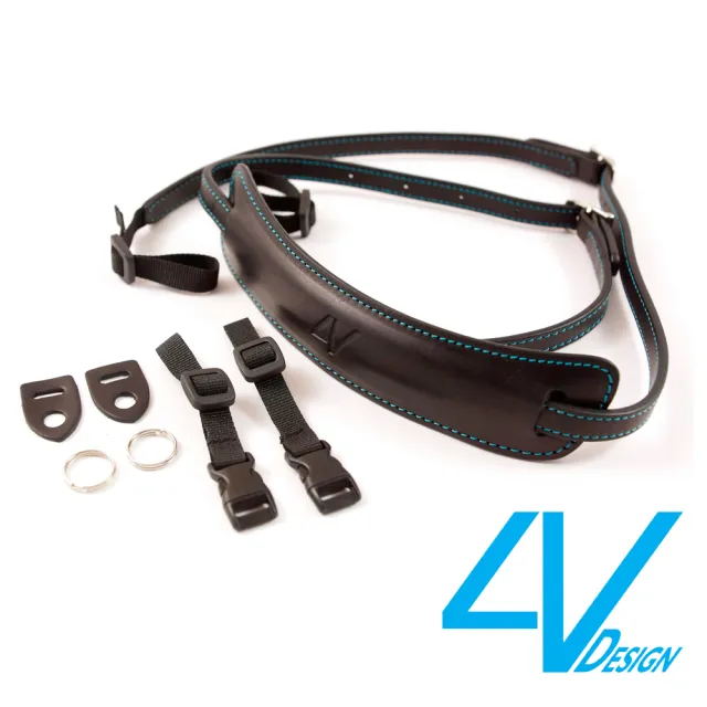 【義大利4V Design】LUSSO-MEDIUM系列相機背帶 MP01B-VV0930-黑/青色/M(彩宣總代理)