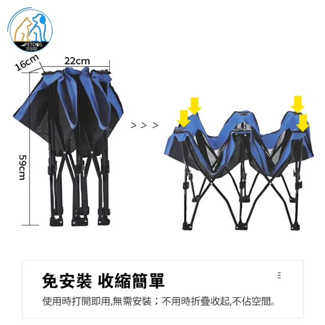 【PETDOS派多斯】專利產品 一鍵展開寵物折疊行軍床-大號(免安裝 防潮 透氣 可水洗)