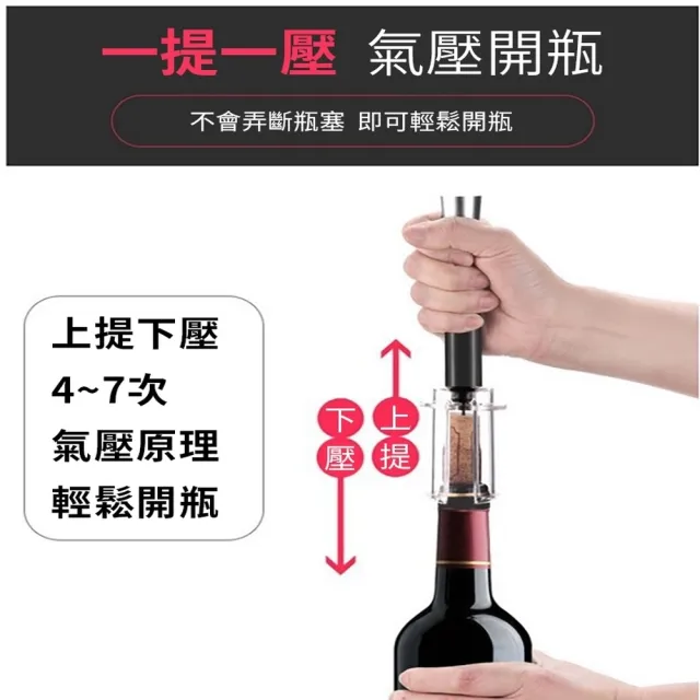 【小魚嚴選】氣壓針式紅酒開瓶醒酒器套裝(2組入)