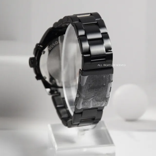 【FOSSIL】鋼帶黑色三眼計時手錶 男錶 母親節(CH3028)