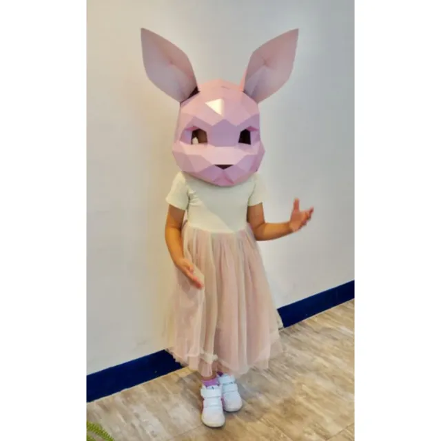 動物立體大面具：小兔兔（速成版不用自己剪喔）