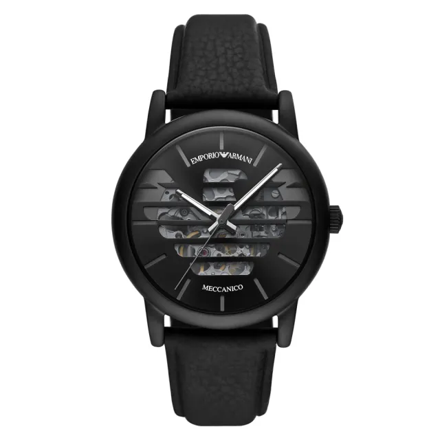 【EMPORIO ARMANI】經典Luigi 老鷹壓紋縷空機械腕錶43mm(AR60032)