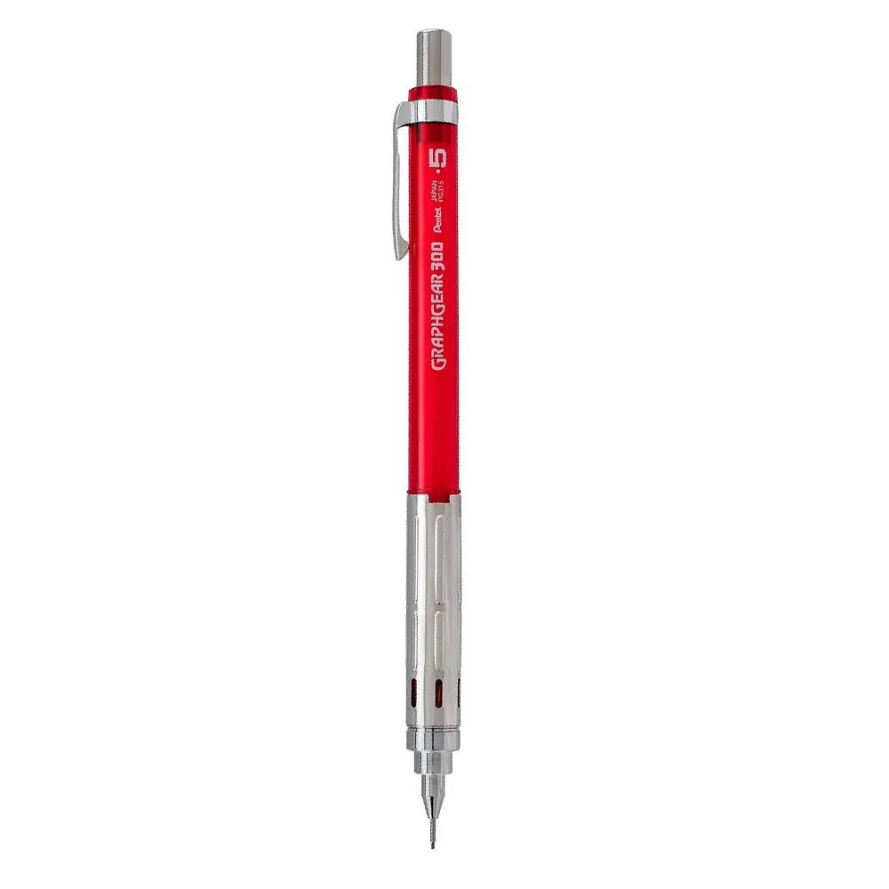 【Pentel 飛龍】GRAPHGEAR 300 製圖鉛筆 0.5 紅