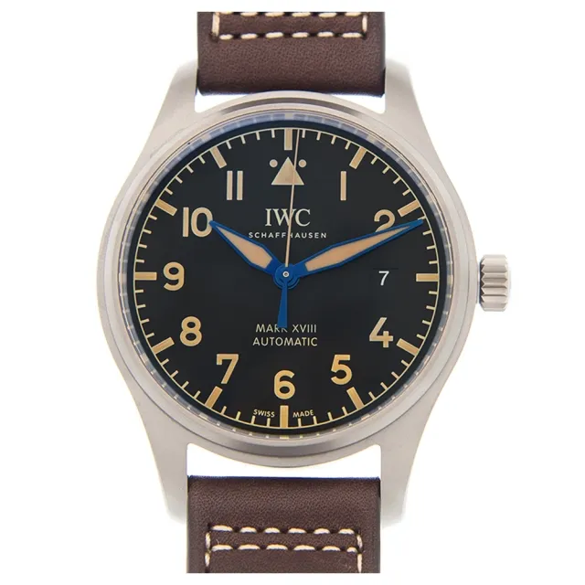 【IWC 萬國錶】馬克十八飛行員鈦金屬皮帶款x黑面x40mm(IW327006)