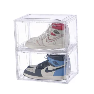 【E-life】全透明磁吸側開鞋盒-加高款3入組(加高鞋盒/透明鞋盒/鞋架/鞋櫃/側開式)