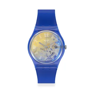 【SWATCH】Gent 原創系列 YELLOW DISCO FEVER 藍色狂熱 手錶 瑞士錶 錶(34mm)