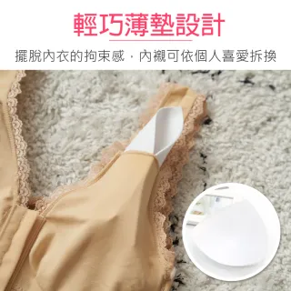 【Daima 黛瑪】現貨出清 前扣無鋼圈M-XL/彈力運動內衣/美胸Bra T/可哺乳內衣/內搭小可愛/大罩杯(膚色)