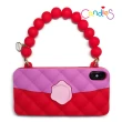 【Candies】iPhone XS Max 適用6.5吋 經典雙色珠鍊晚宴包(紅)