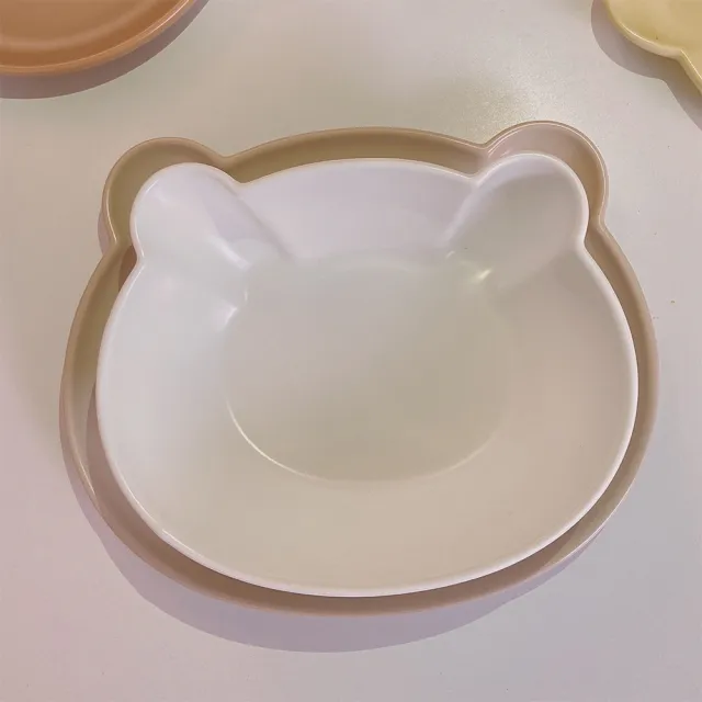 【MYUMYU沐慕家居】可愛熊熊奶茶色系陶瓷碗盤(小熊盤)
