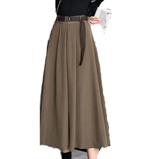 【MsMore】日式配腰帶高腰顯瘦復古傘裙#110574現貨+預購(2色)