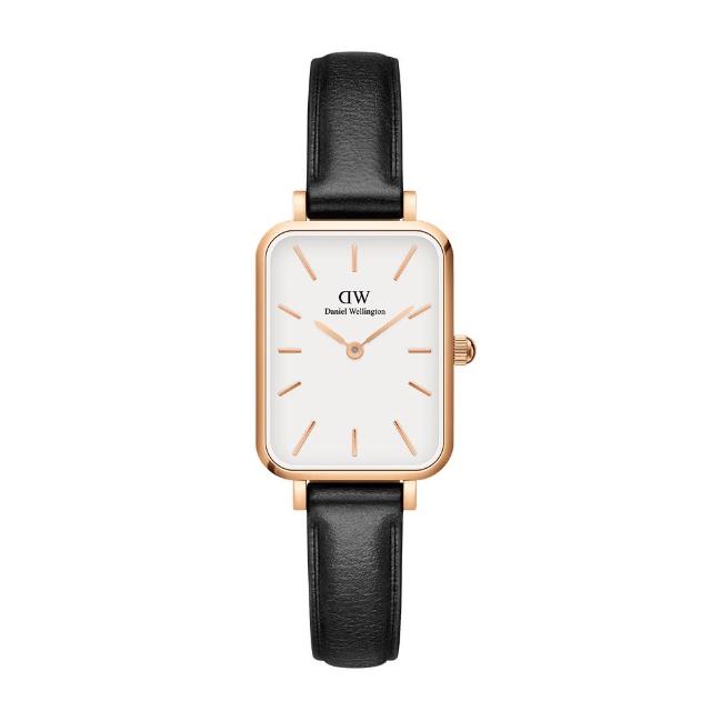 【Daniel Wellington】DW 手錶  Quadro Sheffield 20x26mm經典黑真皮皮革小方錶(兩色 DW00100434)