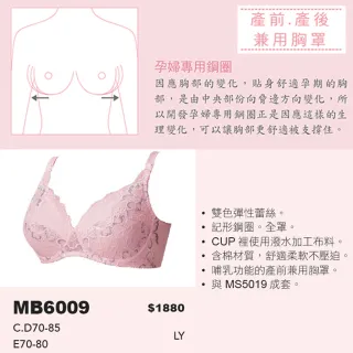 【寶貝媽咪】產前產後兼用 CDE 罩杯孕婦內衣 MB6009LY(粉)
