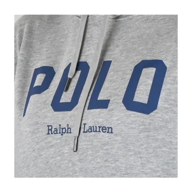 【RALPH LAUREN】POLO印花長袖連帽T恤(灰)