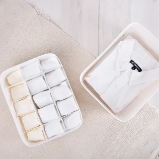 【Life+】多功能可堆疊分隔衣物/內衣褲/襪子收納盒_15格_2入組(收納神器 小物 儲物 整理 抽屜收納)