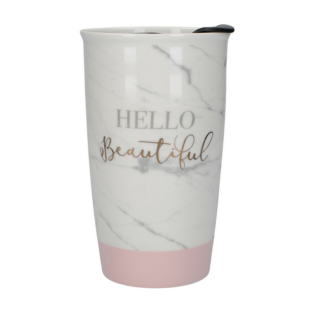 【CreativeTops】英國 Ava雙層隨行杯 HELLO380ml / 水杯 茶杯 咖啡杯