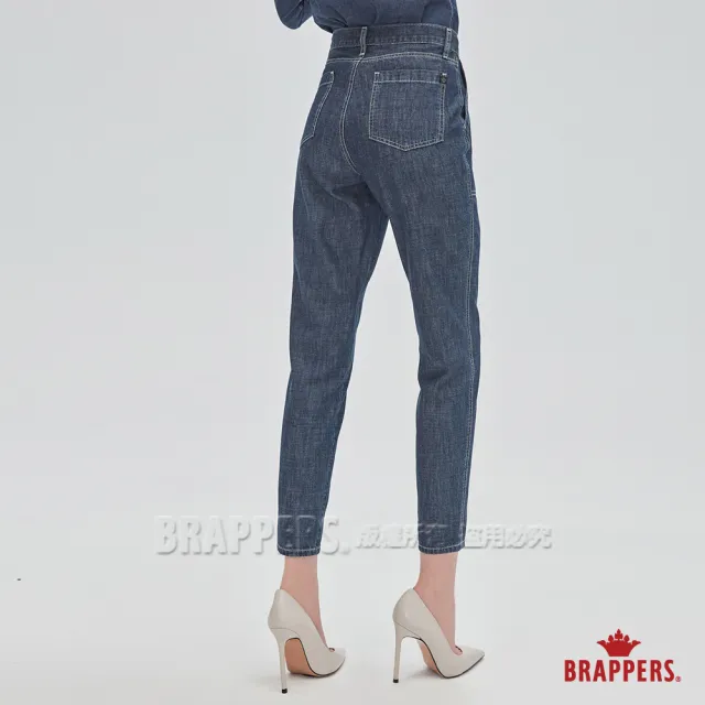 【BRAPPERS】女款 Boy Friend系列-高腰全棉九分褲(深藍)