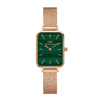 【Daniel Wellington】DW 手錶  Quadro Melrose 20x26mm麥穗式金屬編織小方錶 伯朗大道綠(兩色 DW00100437)