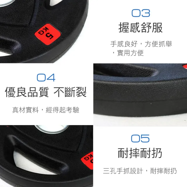 【NTONE】三孔包膠槓片25KG x2片(5cm奧桿專用 三孔設計方便拿取)