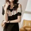 【MsMore】米蘭時尚氣質單邊露肩荷葉顯瘦洋裝#109396現貨+預購(黑色)