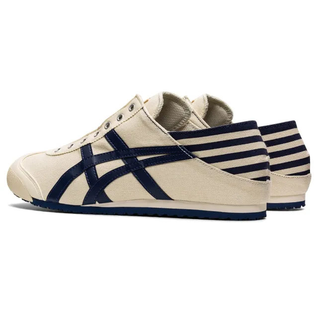 【Onitsuka Tiger】鬼塚虎 官方旗艦店 MEXICO 66 PARATY 休閒鞋/踩腳鞋/懶人鞋 白底藍邊(TH342N-0250)